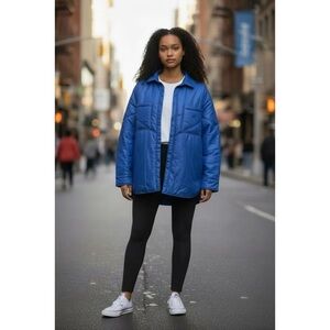 ADIDAS NWT Blue Version Padded Shirt Jacket *Royal Blue M